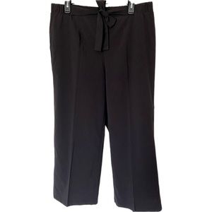 Calvin Klein black front tie wide leg cropped pants, size Large